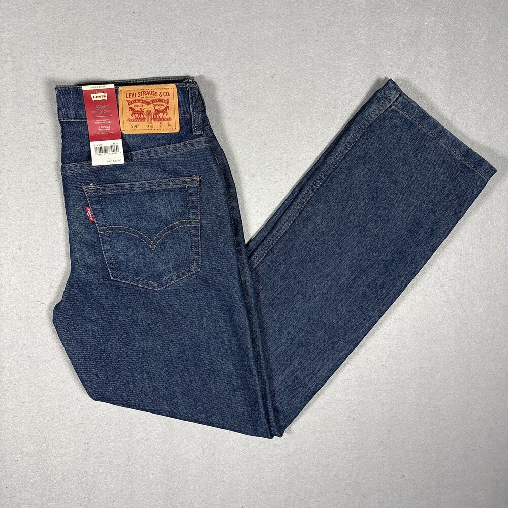 Levis 514 Straight Fit Jeans Boys Reg Red Tab Medium Wash Size: 14R 27x29 NWT
